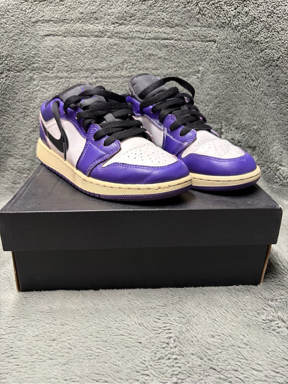 Jordan Kids Purple Black White Low-Top Sneakers